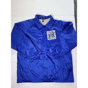 'Built Ford Tough' logo Windbreaker Snap Button Bomber Jacket Coat Lined Blue XL
